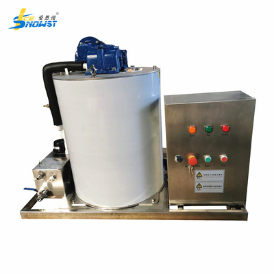 주문 자동 PLC 제어 시스템 1T/일 바다 물 덩어리 얼음 증발기 드럼 기계 online manufacture